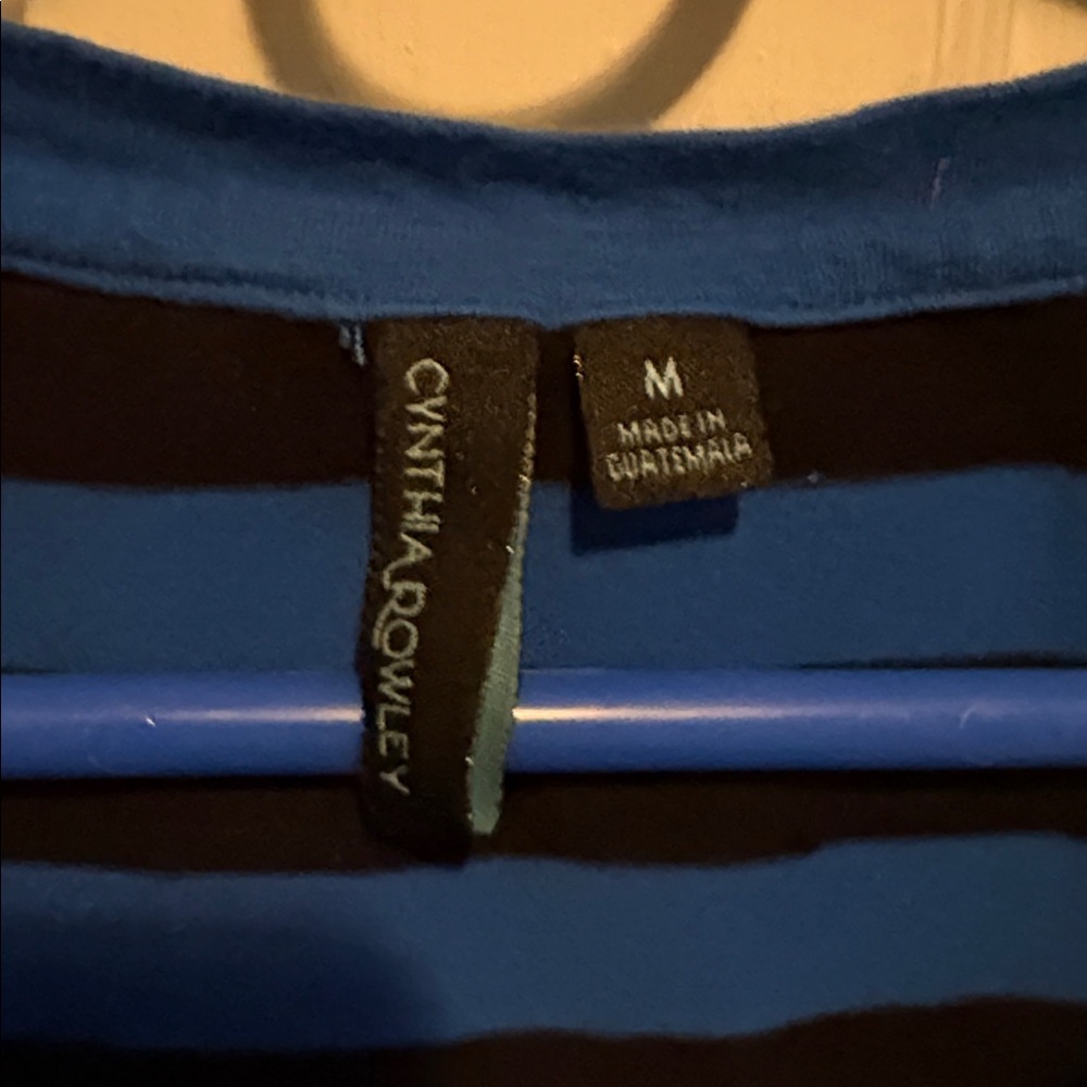 Cynthia Rowley Blue and Black Striped Scoop Neck Top - Picture 2 of 2